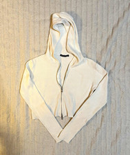 Brandy Melville Cropped Zip Ribbed Hoodie One Size