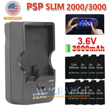 Lot 3.6V 3600mAh Battery For PSP 2000 3000 2001 Rechargeable  Wall Charger