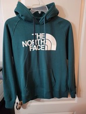 The North Face Hoodie Womens Large Green Hooded Sweatshirt Logo Great Condition