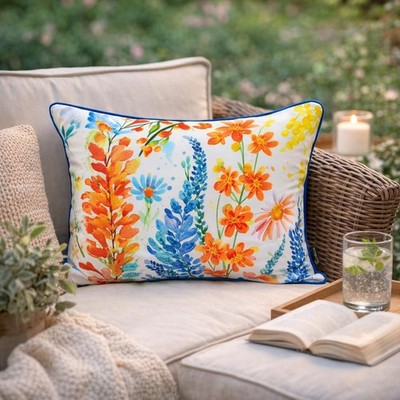 Floral Rechteckig Outdoor Kissen 1 Stück Hell Lendenwirbel Sofa Sitz Wasserabweisend