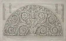Antique 1824 Classical Architectural Engraving capitals friezes  Palmette Leaf