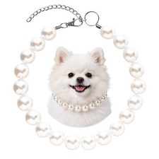 Dog Pearl Necklace Collar Faux Pearl Dog Jewelry Necklace for Small to Large ...