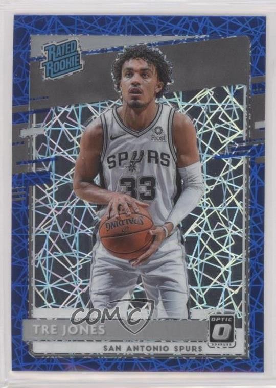 2020-21 Panini Donruss Optic Rated Blue Velocity Prizm Tre Jones #188 Rookie RC