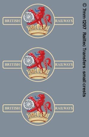 Railtec Wasserrutschen Aufkleber BR Late Crest Löwe & Rad: klein x 3 7-1297 | Zustand: New