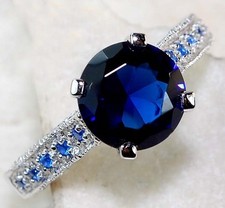 2CT Treated Blue Sapphire 925 Solid Genuine Sterling Silver Ring Sz 6 MK1-5