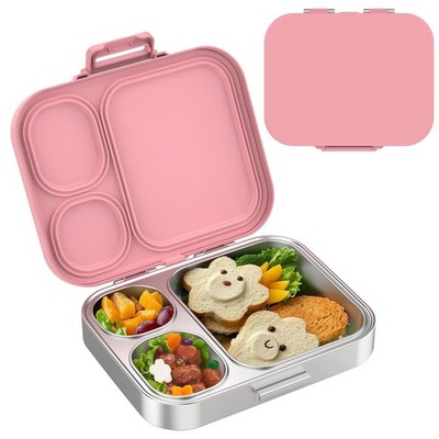 Stainless Steel Lunch Box, Leak-Proof 3 Compartments, Eco-Friendly Meal Storage