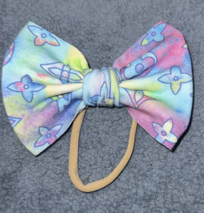 Girls Multicolor Fabric Bow Nylon, Floral Pattern, Elastic, One Size