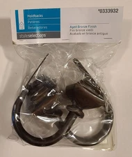 NEW Style Selections Oil Rubbed Bronze Curtain Drapery Hold Backs w/ Hardware