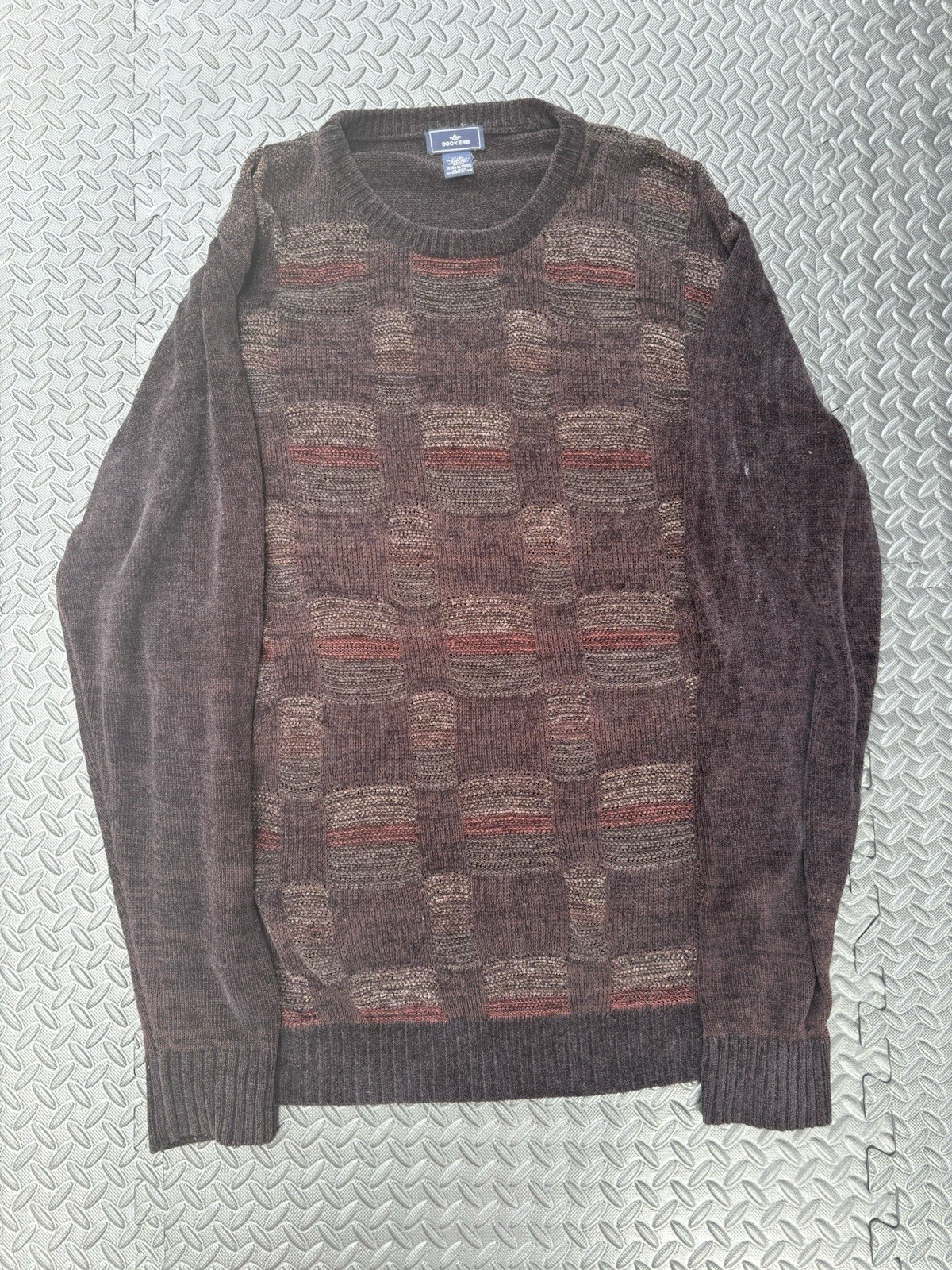 Dockers Brown Patchwork Styled Sweater Size Large - image 1