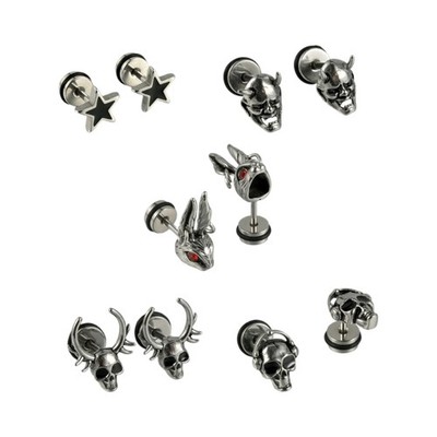 Cool Skull Stainless Steel Ear Decorations Goth Ear Studs Earring for Party