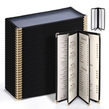 WeChef 30 Pcs Restaurant Menu Covers Holders for 4.25 x 11" Paper 4 Page 8 View