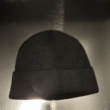 Black Knit Acrylic Stretch Beanie Winter Hat Unisex Adults One Size