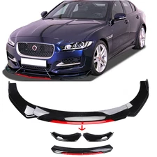 Front Bumper Lip Spoiler Splitter Body Kit Glossy Black Red For Jaguar XE XF XJ