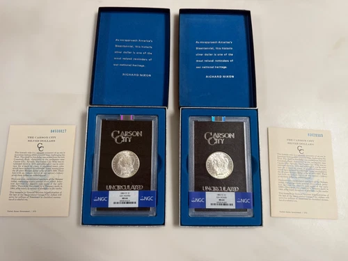 1883+1884 CC $1 Morgan SILVER DOLLAR 2 COIN SET NGC-GSA MS64