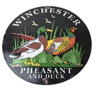 Vintage Winchester Sign - Pheasant Hunting Shot Gun Gas Oil Cabin Porcelain Sign