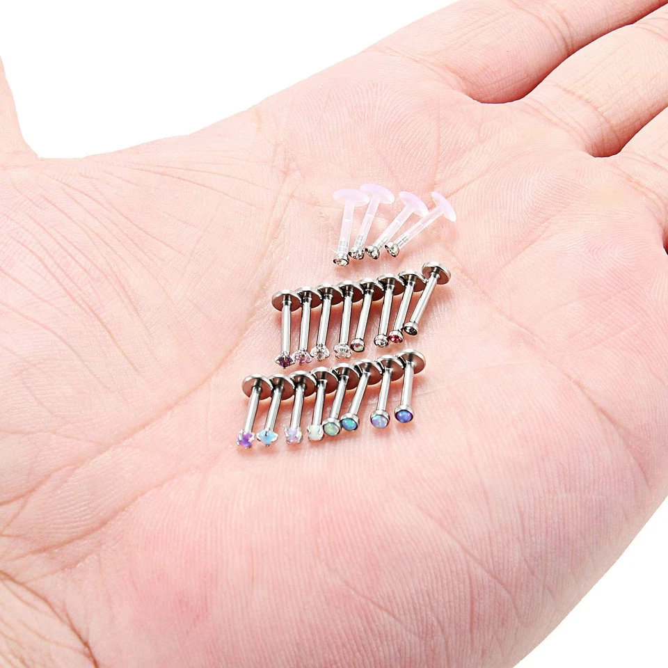 20PCS 16G 8Mm Stainless Steel Labret Monroe Lip Ring Tragus Nail Helix Earring S Foto 3 de 4