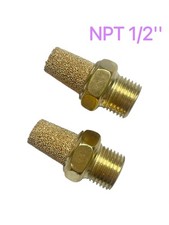 2 Pieces Brass Silencer Connector 1/2" NPT Pneumatic Exhaust Muffler Filter