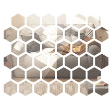 48 Pcs Acrylic Mirror Setting Removable Hexagon Wall Sticker Hexagonal Stick on