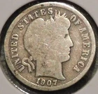 Silver Dime - Barber - 1907-D