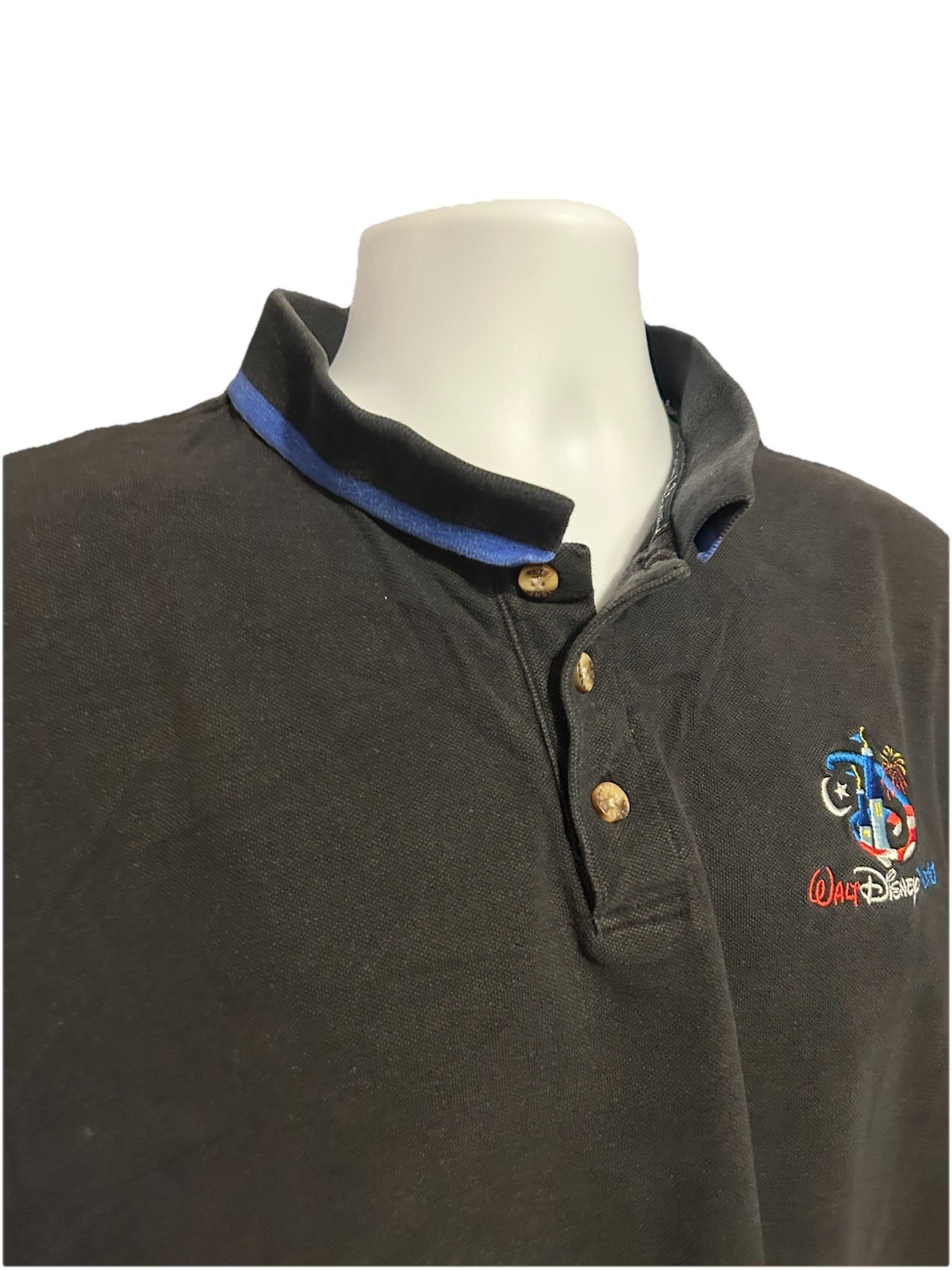 VTG Walt Disney World Polo Shirt Men 2XL Black Short Sleeve Castle Fireworks thumbnail 8