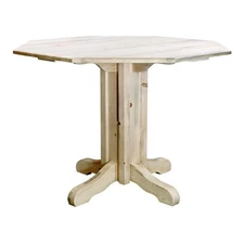 Pemberly Row Transitional Solid Wood Center Pedestal Table in Natural