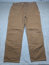 Carhartt Brown Double Knee Carpenter Pants Men 42x34 Made in USA Measure 40x32