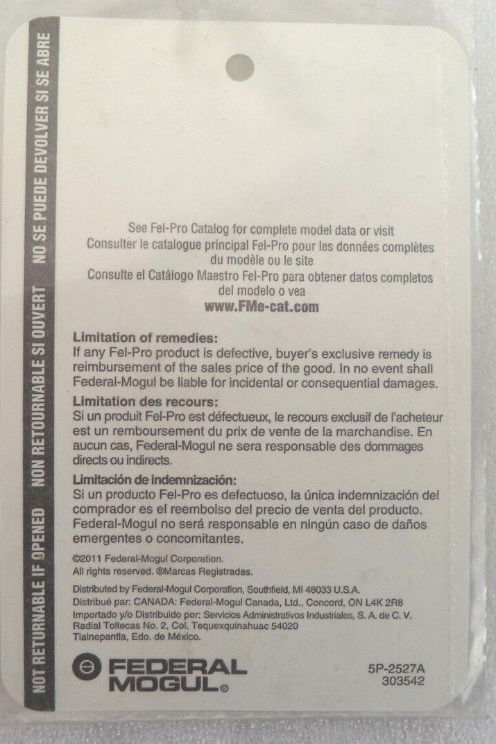 Fel-Pro 4.0-L 1998-00 Engine Coolant Thermostat Gasket, p/n 35630