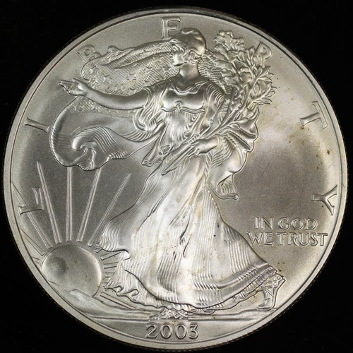 2003 American Silver Eagle $1 Dollar Gem Brilliant Uncirculated Toned. Jrrc-001