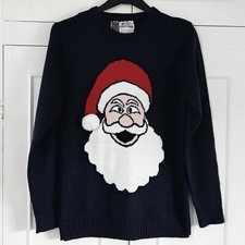 Cedarwood Christmas Jumper Size XS Mens Navy Xmas Crew Neck Pullover Santa Claus