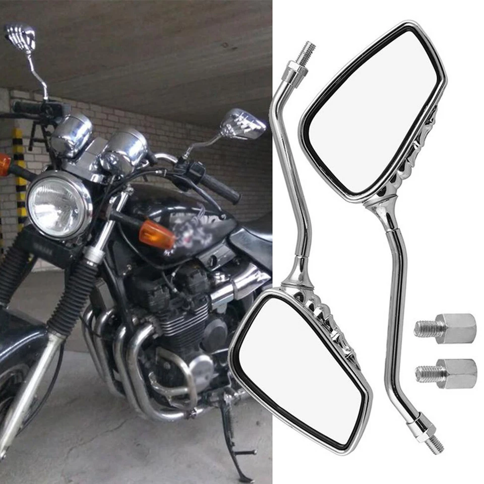 Espejo retrovisor manual calavera universal para motocicleta Harley Honda Kawasaki Yamaha Foto 2 de 4