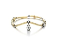 18k Rose Gold Bars & 0.50ct pear & 1.00ct Round Three Lab Grown Diamond Bracelet