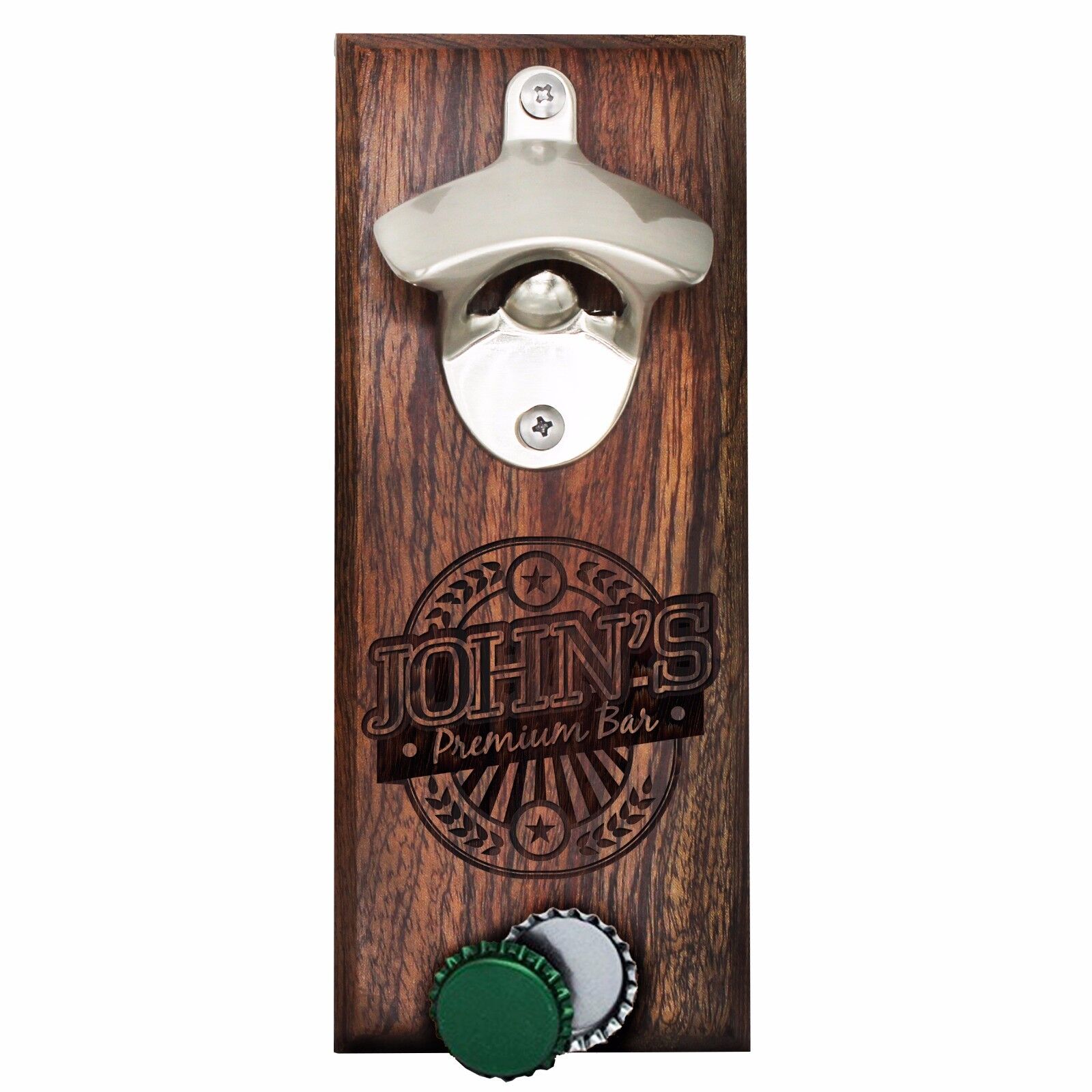 Featured image of post Personalized Wall Mounted Bottle Openers / Hand cut from birch plywood that&#039;s stained a warm, chestnut brown, each one features classic cast iron hardware with a rustic patina.