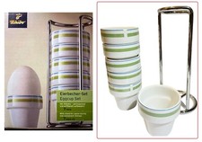 tchibo 6er Set Eierbecher  4,5cm Porzellan Eier Becher Ei bunt mit ständer.