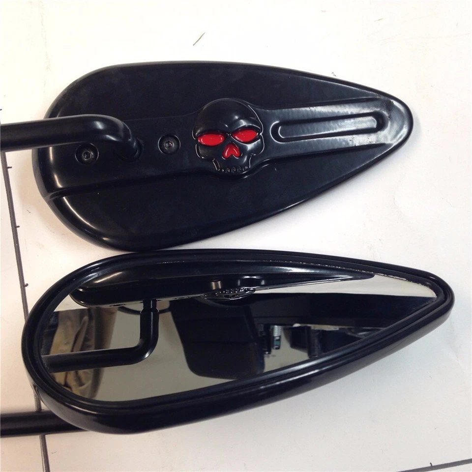 Espejos retrovisores laterales de carreras Black Skull Zombie para Harley Electra Glide Special FLHX Foto 4 de 4