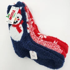 New 3 Pack Mistle Toes Womens sz 4-10 Plush Fuzzy Cozy Socks Christmas Snowman