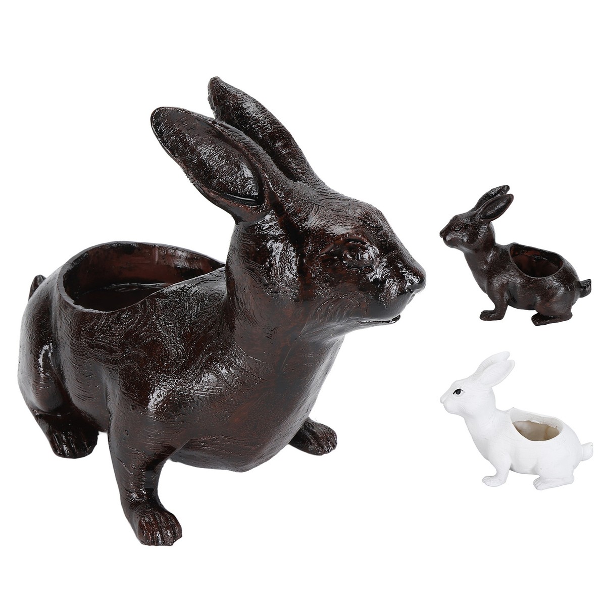 JY Resin Rabbit Flower Pot for Outdoor Patio Garden