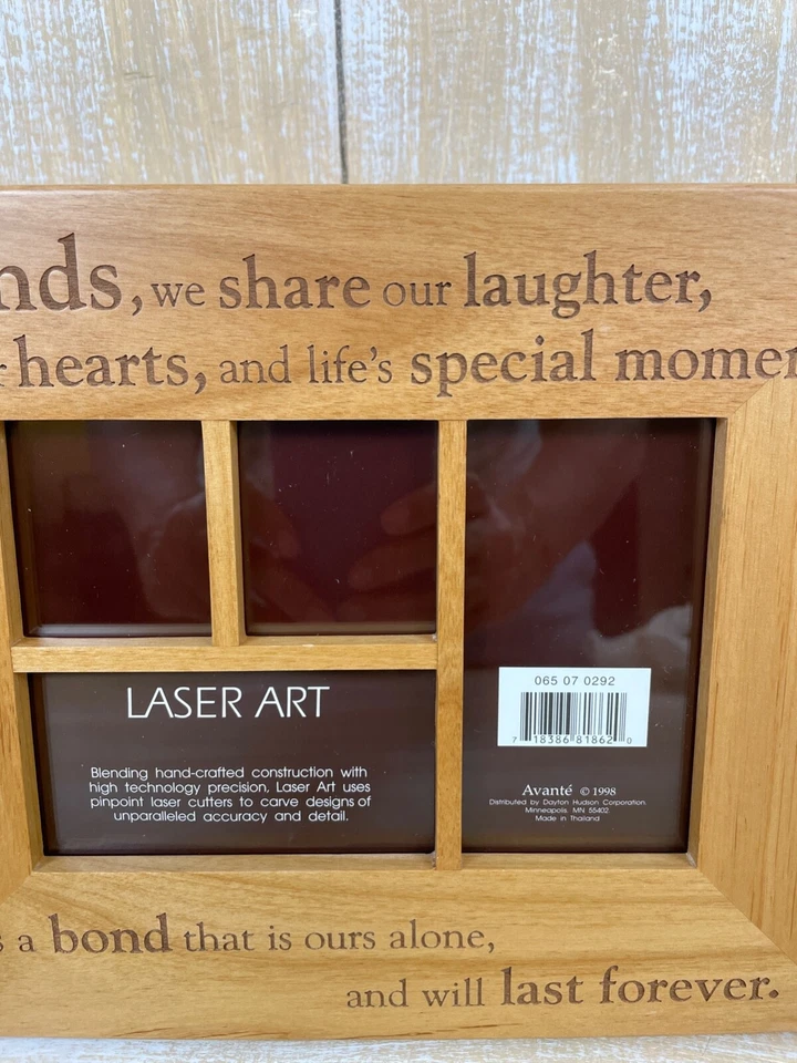 Avante Wooden FRIENDS Laser Art Table Frame 8 x 10 - 4 Photo's Collage / Glass - Image 2 of 4