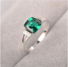 Natural Emerald Ring 925 Sterling Silver Ring Handmade Ring Wedding Ring