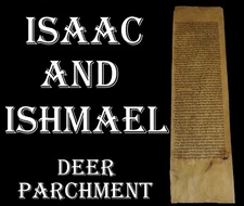 TORAH BIBLE VELLUM MANUSCRIPT FRAGMENT 150YRS OLD Turkey Genesis Isaac & Ishmael
