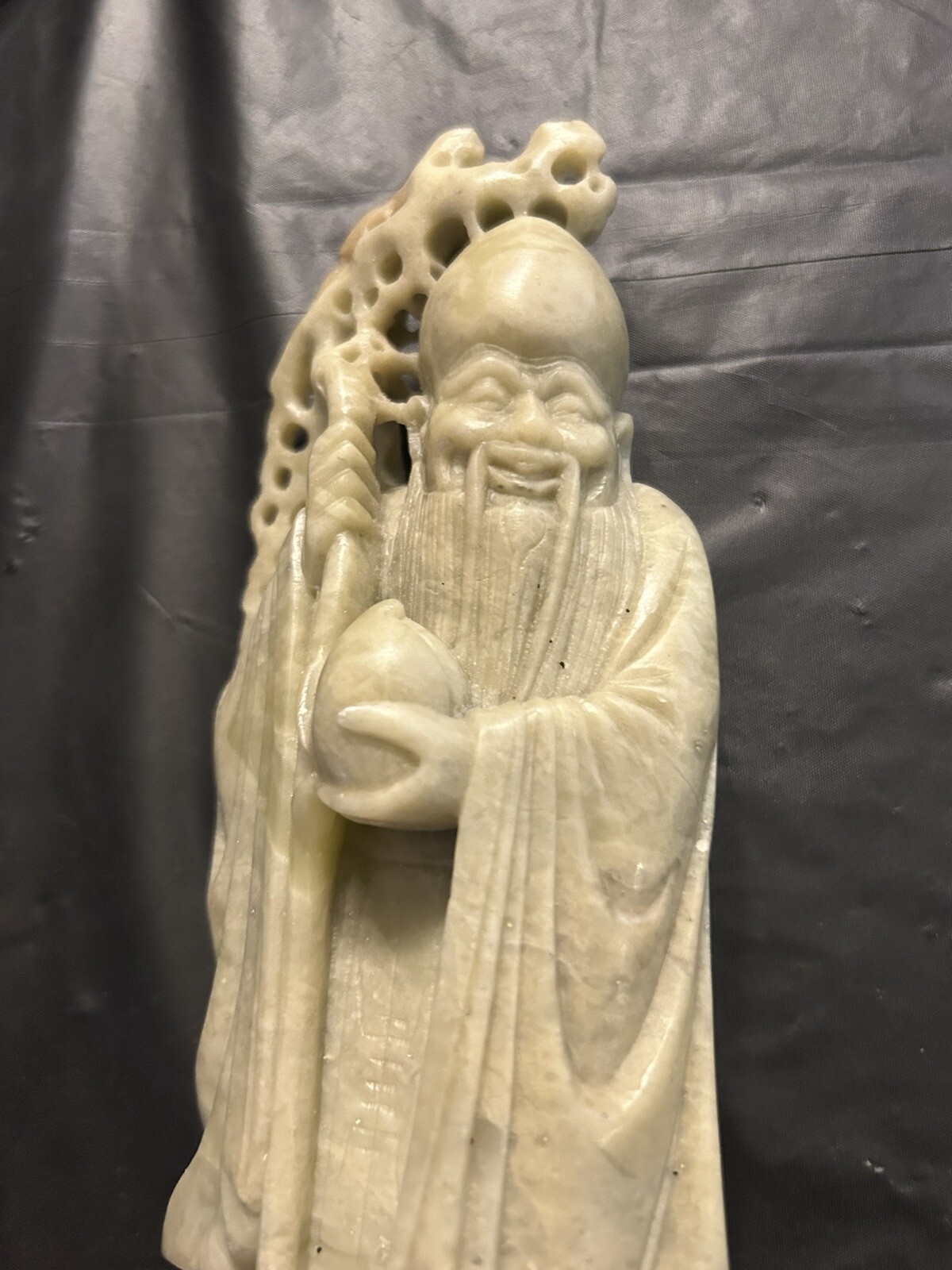 Antique SHOU LAO XING Chinese God Longevity Life Hand Carved SoapStone