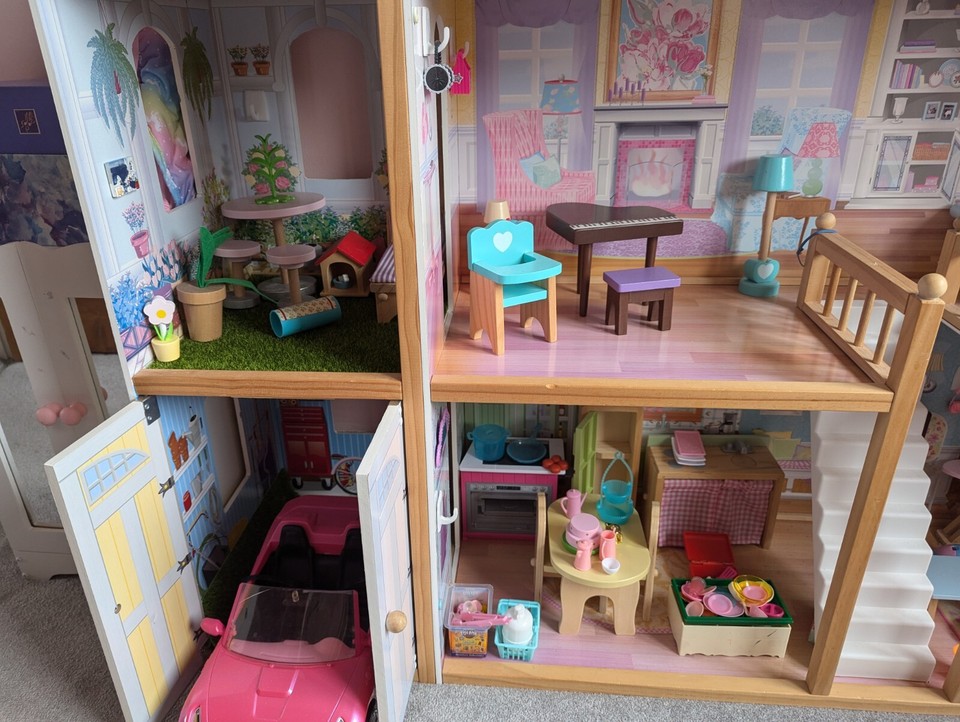 Barbie Sized Dolls House With Furniture, Dolls And Accessories eBay