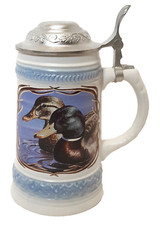 VTG Gerz German Mallard Duck Beer Stein Mug Hinged 97% Zinn Pewter Lid