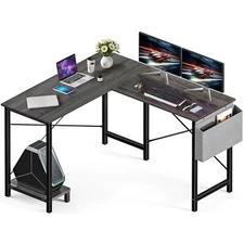 50in L-Shaped Reversible Corner Office Computer Desk with Side Pocket Grey