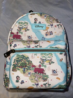 LOUNGEFLY DISNEY LILO & STITCH ISLAND MAP MINI BACKPACK NWT 