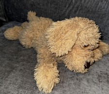 Walmart Tan Puppy Dog Plush 18 Laying Down Shaggy Labrador Glitter Eyes