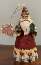 Jim Shore For Enesco Heartwood Creek 2002 Santa W Bird And Bird House Christmas 