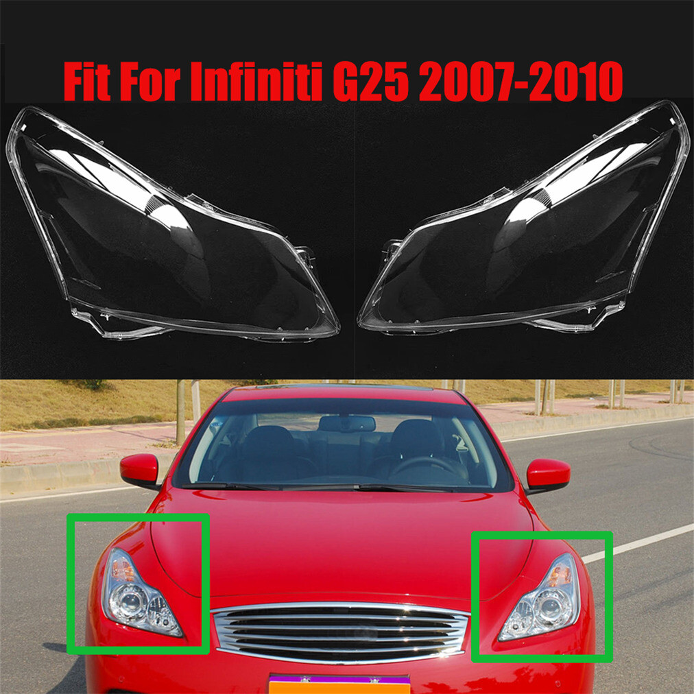 Headlight Headlamp Lens Cover Left Right Side For Infiniti G25 2007-2010 2Pcs