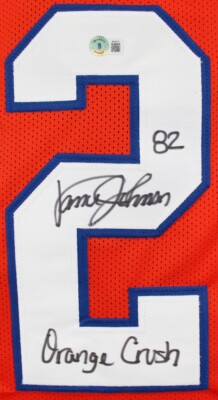 Vance Johnson Signed Denver Broncos Jersey Inscribed 