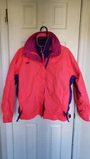 Vintage Women's Columbia Bugaboo Flourescent Pink Ski Coat Jacket with removable