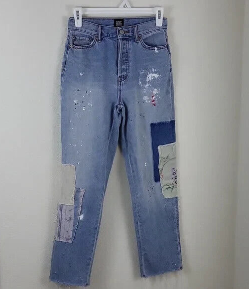BDG High-Waisted Slim Straight Jean Floral Patchwork Size 25